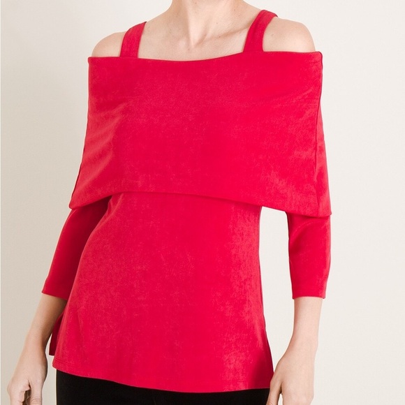 Chicos Travelers Classic Women Sz 00 US 0/2 Red 3/4 Sleeves Three-Way Tunic Top - Picture 1 of 12